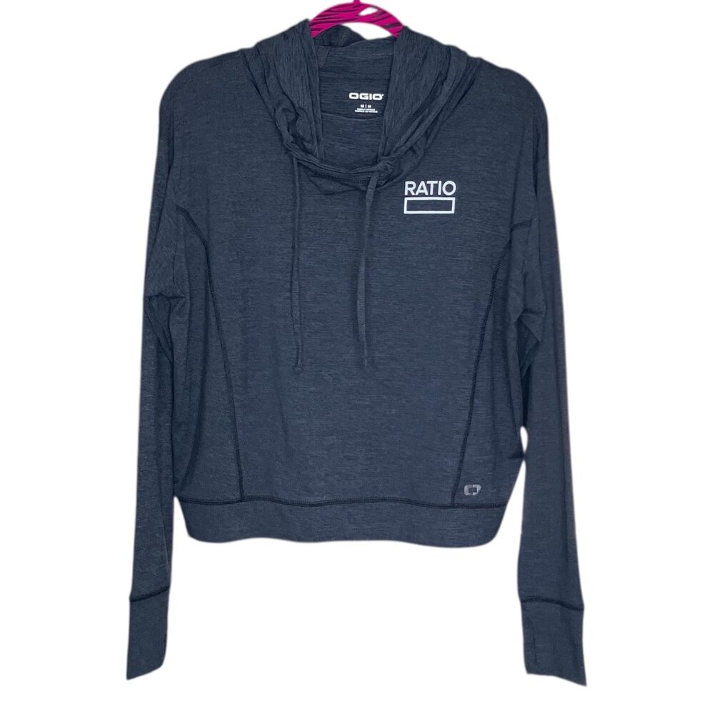 OGIO Women's Medium M Gray Endurance Cowl Neck Active Stretch Athletic Hoodie